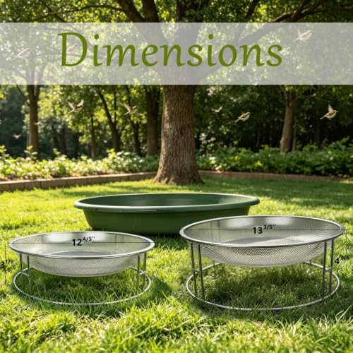 Ground Bird Feeder & Bath Station Set, Dual Size Stainless Steel Feeding Platform for Wild Birds, Squirrels, with Additional Bird Seed Mesh Trays, Outdoor Backyard Multi-Purpose Hanging Feeder - color: bird feeder & bath set
