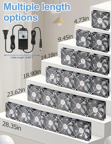 Wathai 120mm x 5 Small Box Computer Fan with AC Plug 110V 120V Dual Ball | Dual Ball with Variable Speed Controller for External GPU, Server Rack Cabinet, Chicken Coop, Window Exhaust Cooling - style: 5x120mm fan