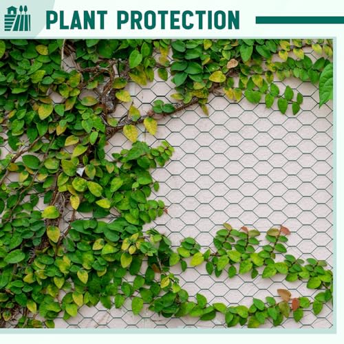 GlikCeil 12 in X 200 ft Chicken Wire Fencing Metal Floral Chicken Wire Mesh for Crafts Poultry Garden, 1 Inch Hexagonal Galvanized Hardware Netting for Poultry Coop Barrier Rabbit Cage (Green) - color: Green, size: 12 in X 200 ft