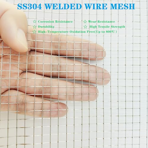 Stainless Steel Hardware Cloth Size:23Gauge 1/4inch 16inchx8Feet 304 Stainless Steel Welded Wire Mesh Supports Poultry Netting Cage Fence,Keep The Animals Out, Protecting New Plants - size: 1/4inx16inx8ftx23gauge