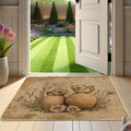 Cute Chickens Welcome Mat, Yellow Hatching Chick Doormat for Spring & Easter Home Decor, Non-Slip Absorbent Indoor & Outdoor Entrance Mat, Easy Maintenance 29x17 Inch
