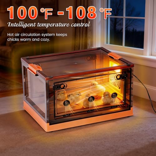 88L Chicken Brooder Box for Chicks, 32-107.6℉Adjustable Temperature Chicks Warmer for 20 Ducks Quail with Feeder and Waterer Heater Indoor Bedding Brooder for Chicken Coop & Quail Cage (88L)