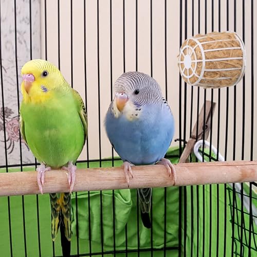 MERRYHAPY Bird Nesting Material with Basket Natural Jute and Cotton Mix Bird Nest Material for Parakeet Finch Canary Cockatiel Indoor and Outdoor Nest Building 2.87X2.87X2.55In
