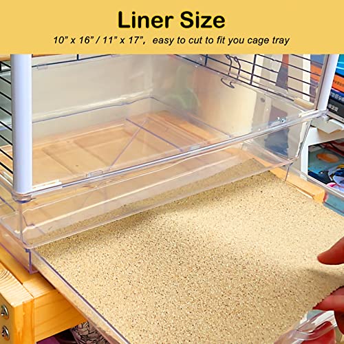 S&X Gravel Paper for Bird Cage 120-Pack 16” x 10” Bird Cage Liners Disposable | Accessories for Parakeets Cockatiels Canaries Finches Conures Easier Cleaning and Bird Health | Thick, flat gravel paper eases cage cleanup – gritty surface helps trim claws &