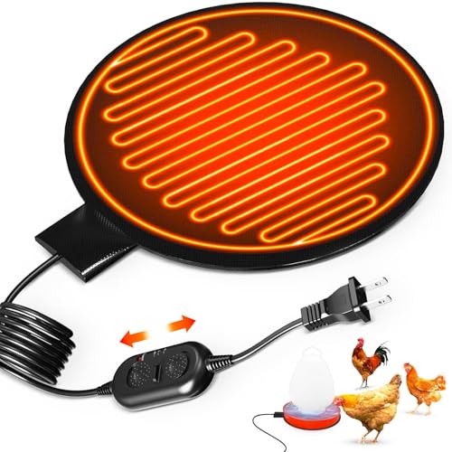 Heated Chicken Waterer Base, 6" Energy Saving Poultry Water Heater for Winter - Prevents Freezing for 1 to 5 Gallon Buckets, for Ducks, Geese, Turkeys, Chickens,1 PC