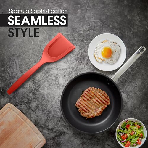 NYANO Egg Flipper Spatula: 2-in-1 Grip and Flip Design – Perfect Egg Spatula Flipper, Pancake Flipper, and Omelette Flipping Spatula, Ideal for Cooking and Baking. (Black and Red - 2 Pack)