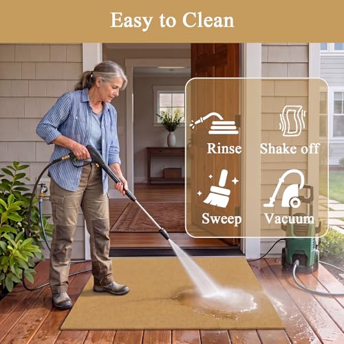 SHACOS 4x6ft Artificial Coir Door Mat Indoor Outdoor | Non-Slip, Dirt Trapping, Low Pile 0.3", Welcome Doormat, Front Door Porch Entryway Patio Backyard - color: Artificial Coir, size: 4x6ft