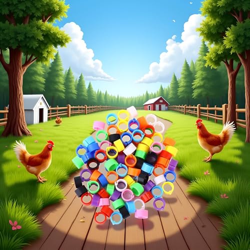 100 Pcs Multicolor Poultry Leg Rings, 10 Colors Poultry Foot Rings Bird Identification Leg Bands Clip-on Rings for Birds, Ducks and Chickens Diameter Poultry Feeding and Watering Supplies 8mm