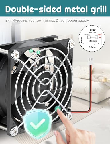 DC 120mm x 25mm 24Volt PC Case Brushless Cooling Fan Dual Ball Bearing High Speed 2Pin for Server Component Industrial Vent - size: 12025