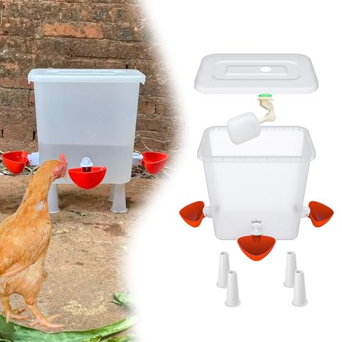 Automatic Chicken Waterer with Float Valve - 3 Gallon Poultry Water Dispenser for Chicken Coop, Self-Fill Watering Feeder for Hens, Ducks, Quails