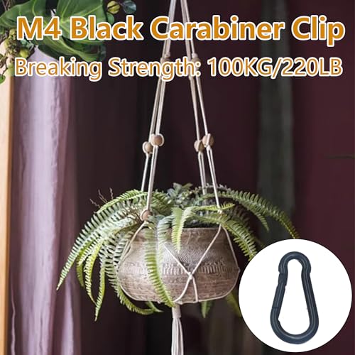 24Pcs M4 1.58 Inch Black Carabiner Clip, Heavy Duty Spring Snap Hook Rope Connector for Camping, Hiking, Fishing, Dog Leash, Bird Feeders(220 lbs Capacity)
