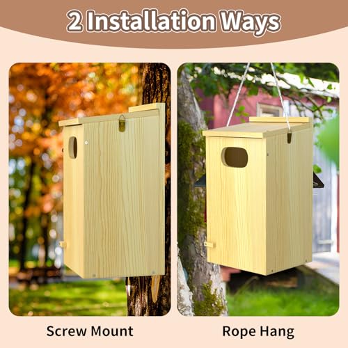 Duck House, Solid Wood Duck Houses for Outside, Included Hanging Rope, Outdoor Duck Nesting Box for Pond, 22" H x 10" D x 10" W, Nesting Pads Not Included