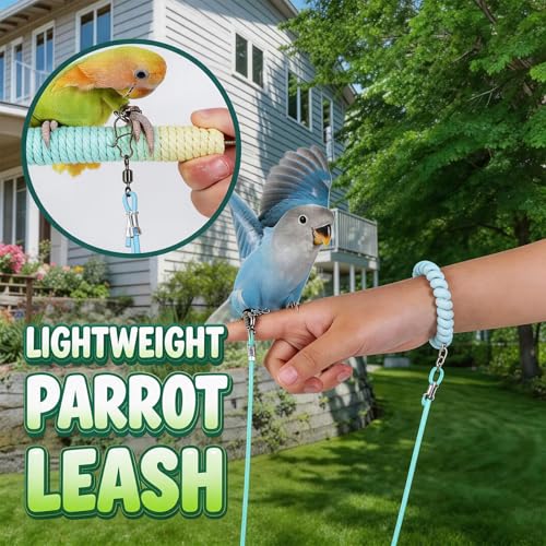 Bird Leash, 3-Meter Long, with Size 4 Foot Loop for Small Budgie and Lark, Lightweight Training Lead for Outdoor Use