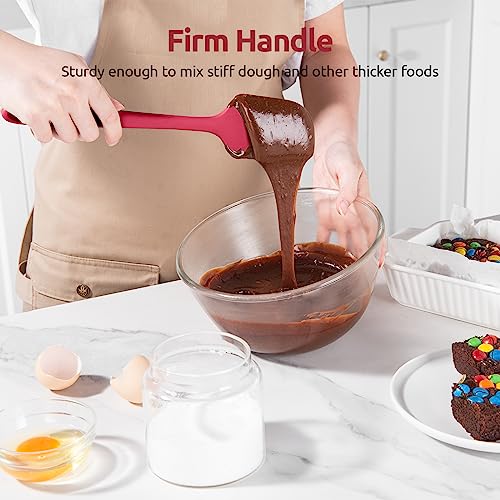 U-Taste 600℉ Heat Resistant Food Grade Silicone Cooking Egg Turner Set of 2, and 600ºF Heat Resistant 11.38in Flexible Non-Stick Spatula & Spoon Spatula Set of 2 (Red)