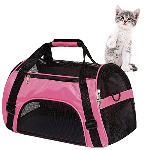 MuchL Pet Carrier Soft-Sided Carriers for Cat Carriers Dog Carrier for Small Medium Cats Dogs Puppies Pet Carrier Airline Approved Cat Dog Pet Travel Carrier (Medium,Pink) - color: Medium-Pink