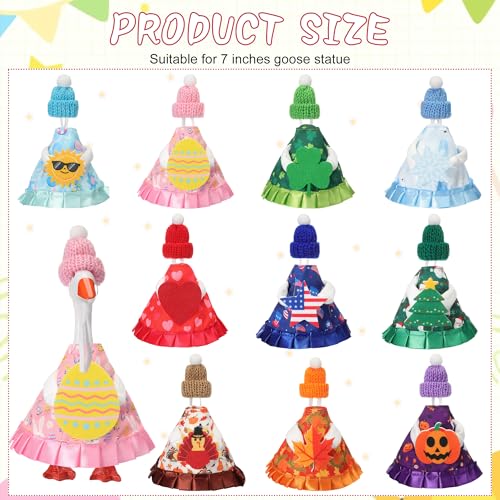 Weysat 10 Set Goose Outfit Felt Magnetic Desk Decor,Hats Style,Fabric | Desk Goose Cloth Table Decor Gifts, 7 Inch Holiday Goose Costume, Geese Summer Fall Halloween Christmas Winter Outfits - style: Hats Style
