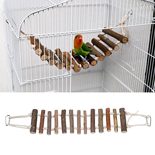 Bird Ladder, Rope Bridge, Rope Ladder, Wood Ladders Swing Toy, Pet Chewing Toys, for Pet Bird, Hamster, Parrots, 24 X 3.9 Inch