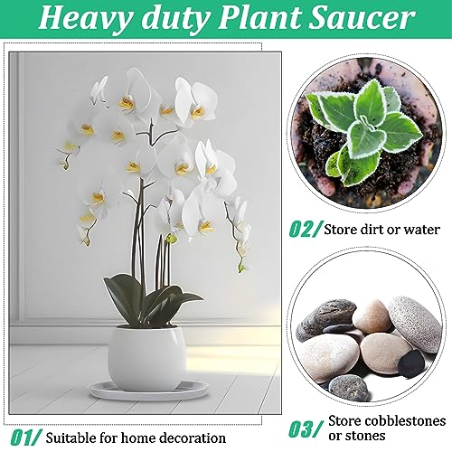 Eccliy 6 Pack Plastic Plant Saucer Heavy Duty Planter Saucers Large Plant Pot Saucers Plastic Water Trays for Indoors and Outdoors Flower Plant Plant Drip (White,25 Inch) - color: White, size: 25 Inch, style: Round