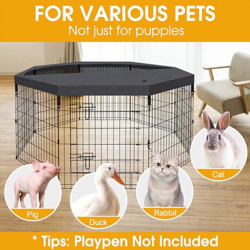 Artmalle Dog Playpen Top Cover Only, 8-Panel 24-Inch Octagonal Mesh, Black | Mesh top cover fits most 8-panel, 24-inch-wide octagonal dog pens, adding shade, airflow and jump-out protection. Cover only. - style: Top cover Black