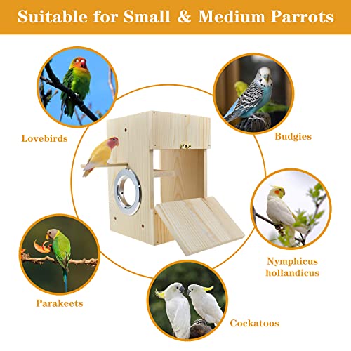 Bird Nest Box Parakeet Breeding Nest Box Bird Nest House Wooden Acrylic Transparent Breeding Box for Finch Lovebirds Cockatiel Budgie Conure Parrot - size: Small