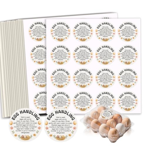 320 Pcs Farm Fresh Eggs Carton Labels, 2 Inch Round Eggs Handling Stickers Self-Adhesive Egg Packaging Stickers for Chicken Egg Box Container Farm Supplies - color: Egg Handling Label