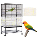 Daoeny Large Bird Cage Cover, Bird Cage Seed Catcher, Adjustable Soft Nylon Mesh Net with Daisy Pattern, Birdcage Cover Skirt Seed Guard for Parrot Parakeet Macaw Round Square Cages (White) - color: White, Daisy Design