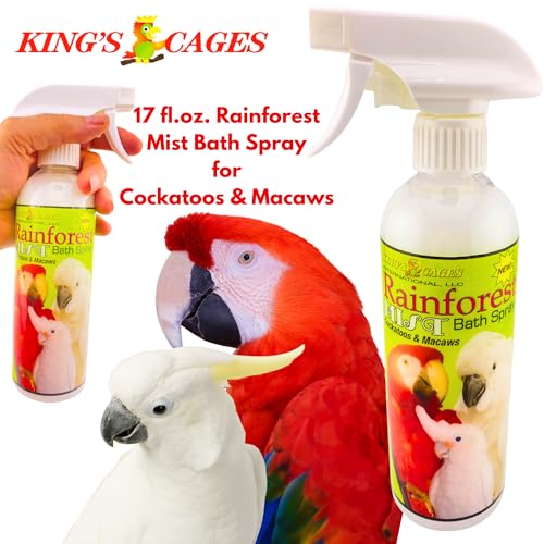 King's Cages Rainforest Mist 17oz White Spray Feather Conditioning Bath Mist with Vanilla Scent for Cockatoos and Macaws Parrots (Pack of 2) - size: Pack of 2