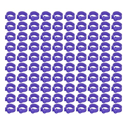 Omabeta 100PCS Reusable 8mm Pigeons Identification Leg Rings for Easy Dovecot Management and Marking, Lightweight Plastic Bands for Poultry Supplies (Purple) - color: Purple