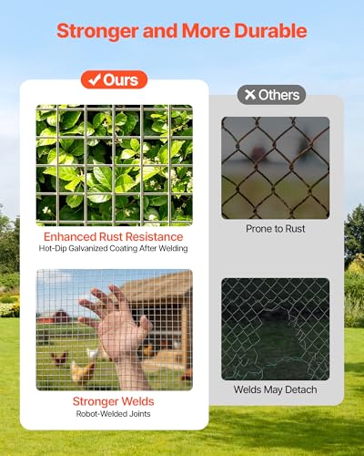 VEVOR Hardware Cloth, 1/2 inch 60 inch x 100 ft 19 Gauge Chicken Wire Fence, Hot-Dip Galvanized After Welding Metal Wire Mesh Roll, Garden Plant Welded Fencing Roll Supports Poultry Netting Cage Fence - size: 1/2 inch 60 inch x 100 ft