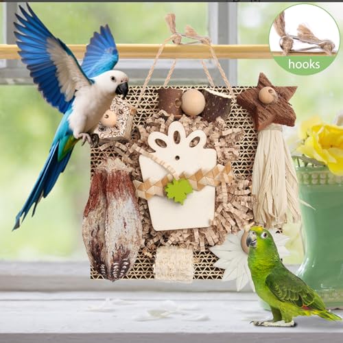 Kyouki Bird Toys, Parakeet Toys, Parrot Toy, Conure Hanging Chewable Cardboard Foraging Suitable for Budgies, Cockatiels, Lovebirds, Sun Conures - and Other Small/Medium Parrots (Medium) - size: Medium