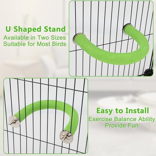 Rypet U-Shaped Large Parrot Perch, Quartz Bird Perch for Cage(Green L) | Safe Chew & Rest Perch for Large Birds, Durable Non-Toxic Cage Accessory, for Parakeets Cockatiels Conures Macaws - color: Green, size: Large