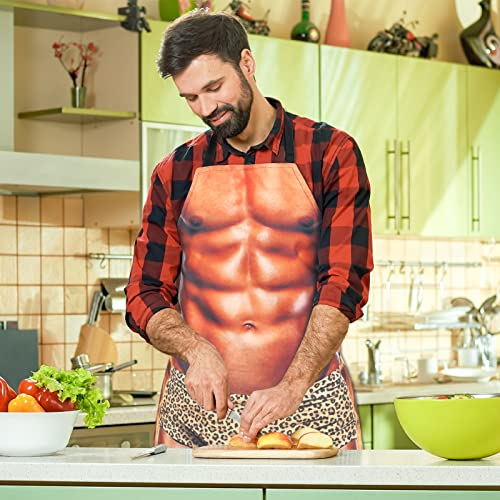 Funny Men Cooking Grilling Aprons Muscles Guy BBQ Funny Gag Gifts for Christmas, White Elephant Gift Exchange (Muscleman, One Size) - color: Muscleman