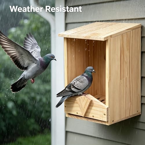 Handcrafted Mourning Dove Bird House – Outdoor Solid Wood Nesting Box with Predator Guard, Easy to Mount for Backyard Garden Patio
