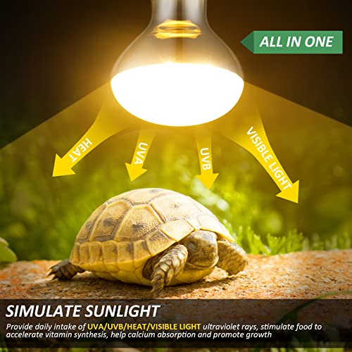MIXJOY 100W Reptile Heat Lamp Bulb Full Spectrum UVA UVB Sun Light for Reptile and Amphibian Use - size: 1 Count (Pack of 1)