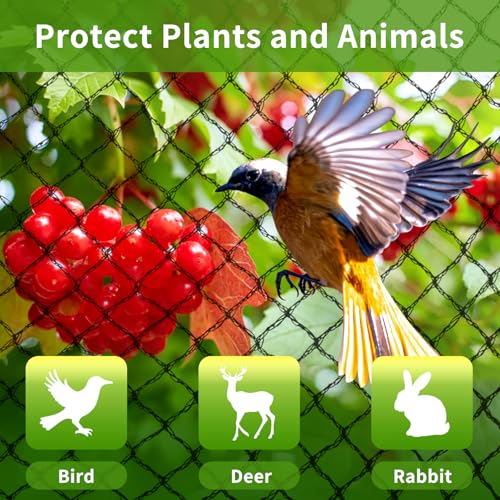 Bird Netting for Garden Protection - 13 x 40 FT Heavy Duty Poultry Bird Netting for Chicken Coop with Ties & Staples, Garden Net Mesh for Fruit Trees Plants Vegetables Against Birds Deer