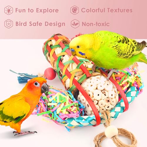 KATUMO Bird Toys Parakeet Toy Cockatiel Shredding Toys Conure Foraging Sola Toys for Conure Cockatiel Parakeet Lovebird Small to Medium Birds - size: 1 Pcs