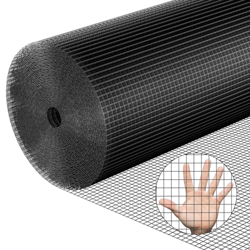 Hardware Cloth 1/2 inch 36 x 50 ft Heavy Duty Black Chicken Wire Fencing 19 Gauge Vinyl Coated Welded Wire Mesh Roll PVC Hardware Cloth Chicken Wire Fencing Garden Fence Tree Guard - color: Black, size: 36 x50 1/2inch