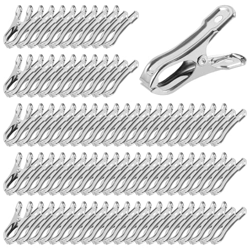 PAMASE 100Pcs Large Open Stainless Steel Garden Clips | 2" Metal Clamps for Greenhouse Hoops, Tight Grip, Fix Plant Cover, Shade Cloth, Netting Tarp, Weatherproof Gardening Supplies - style: 100pcs