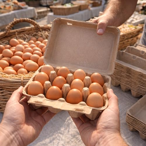 Egg Cartons 12 Count, 50 Pack Cardboard Egg Cartons Cheap Bulk, Reusable Paper Egg Holder for Supermarkets Kitchen - size: 3x4