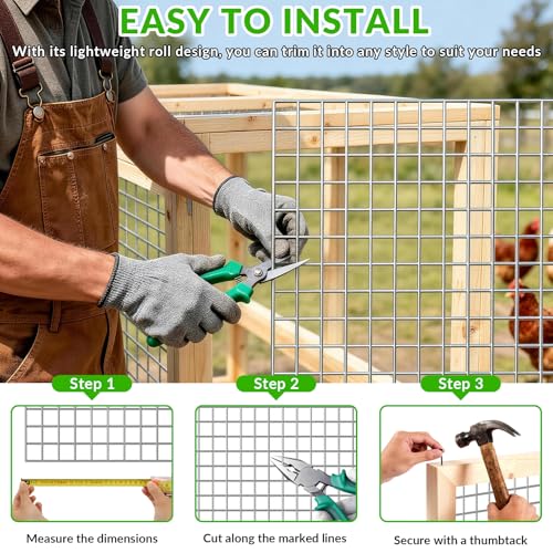 Welded Wire Fence 1/2‘’x 1/2‘’ 6ft x 100 ft,Vinyl Coated Welded Wire Mesh Roll,16GA Heavy Duty Galvanized Chicken Wire Fencing, Hardware Cloth for Yard Vegetable Protection Goat & Poultry Netting - size: 6' x 100'-16 Gauge(Silver)