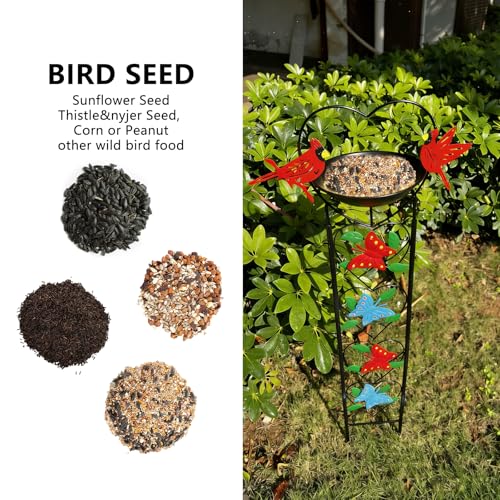 Butterfly Bird Bath Garden Trellis for Climbing Plants Outdoor, Cardinal Bird Feeder for Wild Birds, Garden Decorations for Gifts(37x10 inch)