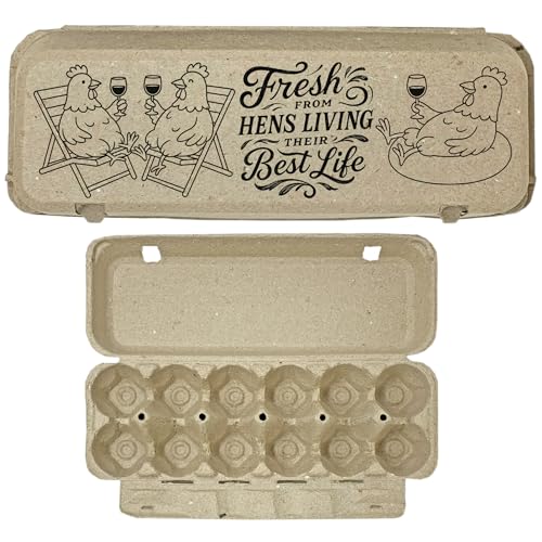 Best Life Egg Cartons – 12-Pack – Funny Egg Carton with Relaxing Hen Design – Giftable, Eco-Friendly Cartons for Backyard Eggs