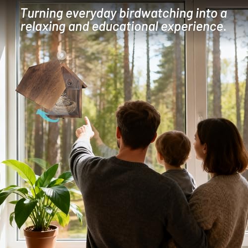 2-in-1 Window & Tree Hanging Bird House with Stainless Steel Rope | Dual Mounting Options, Clear Viewing Window, Openable Privacy Panel, Outdoor Birdhouse, For Bluebirds Finches Chickadees