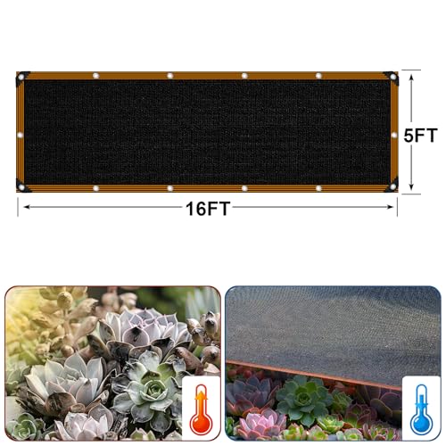 Shade Cloth - for Garden 90% Plant Shades Mesh Tarp with Grommets Outdoor Sun Shades Netting for Chicken Coop Greenhouse Vegetables Pergola Patio Cover - size: 5×16FT