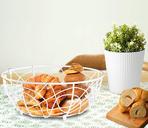 Buruis Metal Fruit Basket Bowl with Banana Holder, Bird Design, White | Kitchen Countertop Organizer, 2-in-1 Fruit Storage Bowl, Banana Rack, Modern Kitchen Decor, Dining Table Centerpiece - color: White