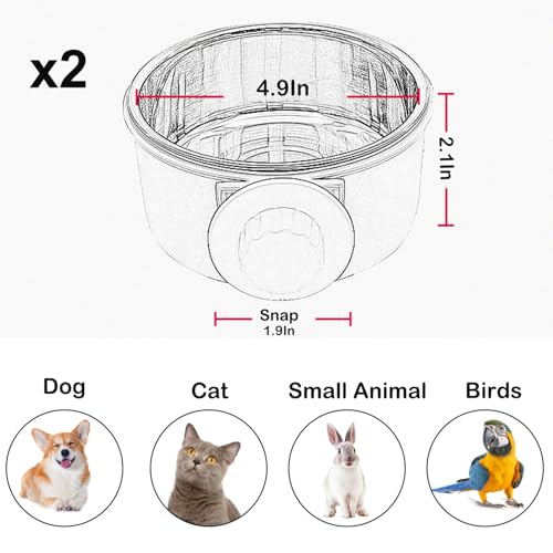 Mechpia 2 Pieces Crate Dog Bowl, Removable Stainless Steel Pet Kennel Hanging Food Water Feeder Bowl Cage Coop Cup for Puppy Medium Dog Cat Rabbit Ferret Bird (Blue,Red) - size: Blue,Red