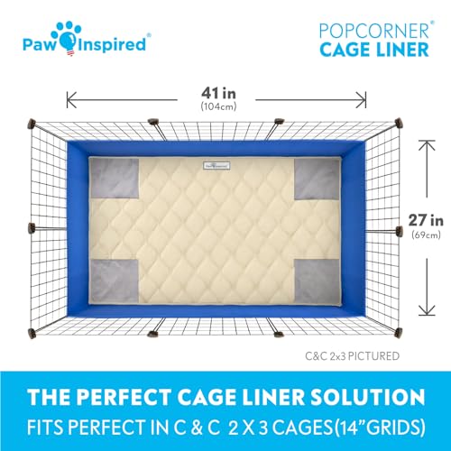 Paw Inspired PopCorner Washable Fleece Cage Liners, C&C 2x3, Beige | Reinforced Corners, Super Absorbent Mat, Bedding, Waterproof Bottom, Guinea Pigs, Ferrets, Rabbits, Hamsters, Small Animals - color: Tan, size: C&C 2X3