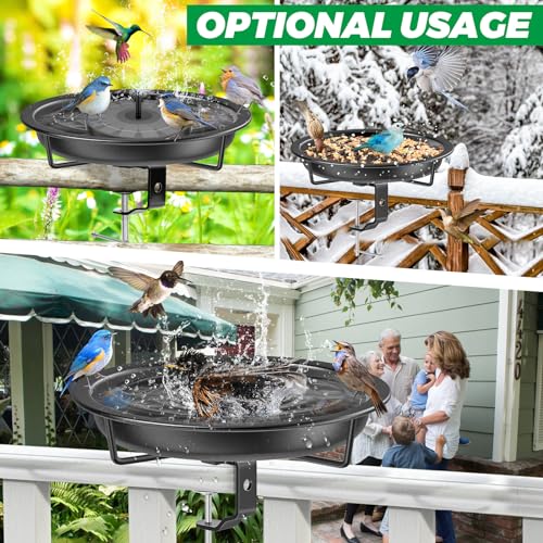 Deck Mounted Bird Bath for Outside, Detachable Birdbath Bowl with Sturdy Clamp, Outdoor Bird Baths Bowl for Attracting Birds Garden Yard Decor (Black) - color: Black