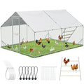 ACEPIC 10x13x6.5ft Metal Chicken Coop with Roosting Perches & Door Lock | Walk-in Poultry Cage with Waterproof & UV Resistant PE Top, Predator-Proof Hen Run for Yard, Farm, Chicken, Duck, Rabbit - size: 118.1"L x 157.5"W x 78.7"H
