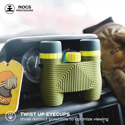 Nocs Provisions Standard Issue 10x25 Binoculars, Waterproof, Bird Watching | 10X Magnification, Bak4 Prism, Wide View Multi-Coated Lenses, Hiking & Backpacking, Adults & kids - color: Olive Green, size: 10x25
